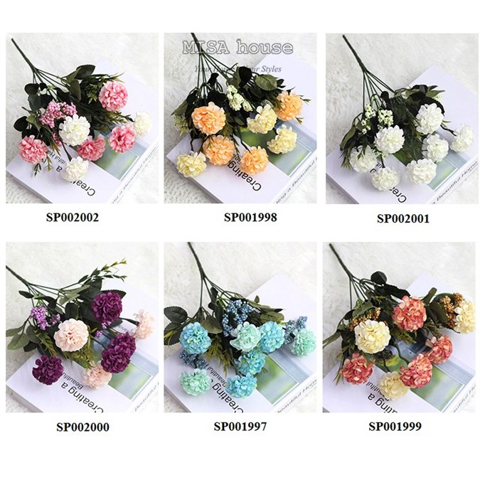 Cụm hoa cẩm tú cầu nhỏ decor trang trí đạo cụ chụp ảnh hoa giả đẹp - cam