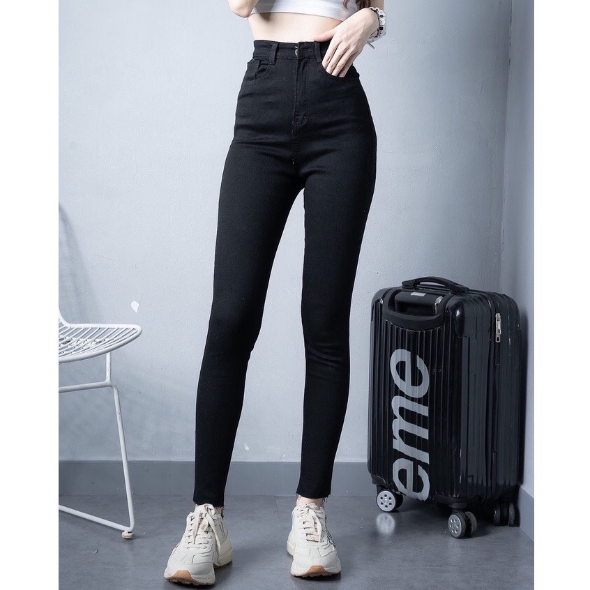 Quần jean nữ 9 tấc 4BASIC cạp cao skinny jeans bigsize co giãn tốt - QJ14