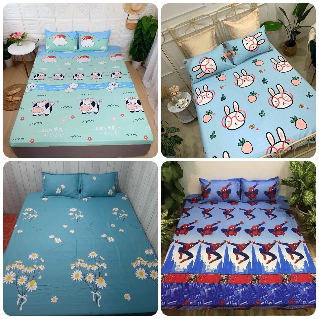 Bộ 3 món ga vỏ gối cotton poly cao cấp mùa hè đủ màu, full size