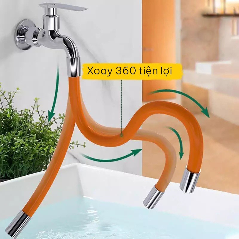 (Bán Buôn Sỉ) Ống nối dài vòi nước đường kính 21mm linh hoạt có thể quay 720° theo mọi hướng, mở rộng silicone