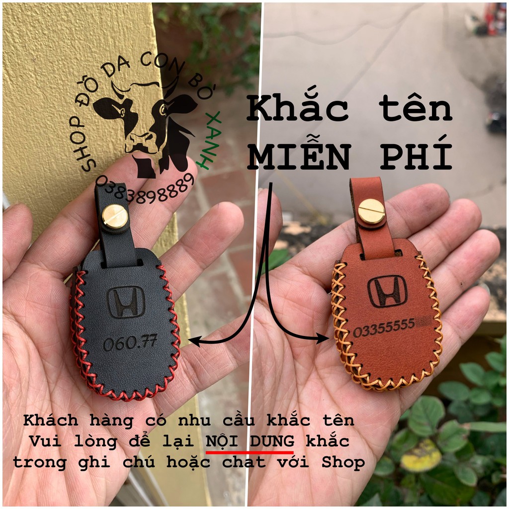 Bao da chìa khóa Honda civic, CRV, CR-V 2006 2012, city 2010 handmade da thật (chìa cơ) 001
