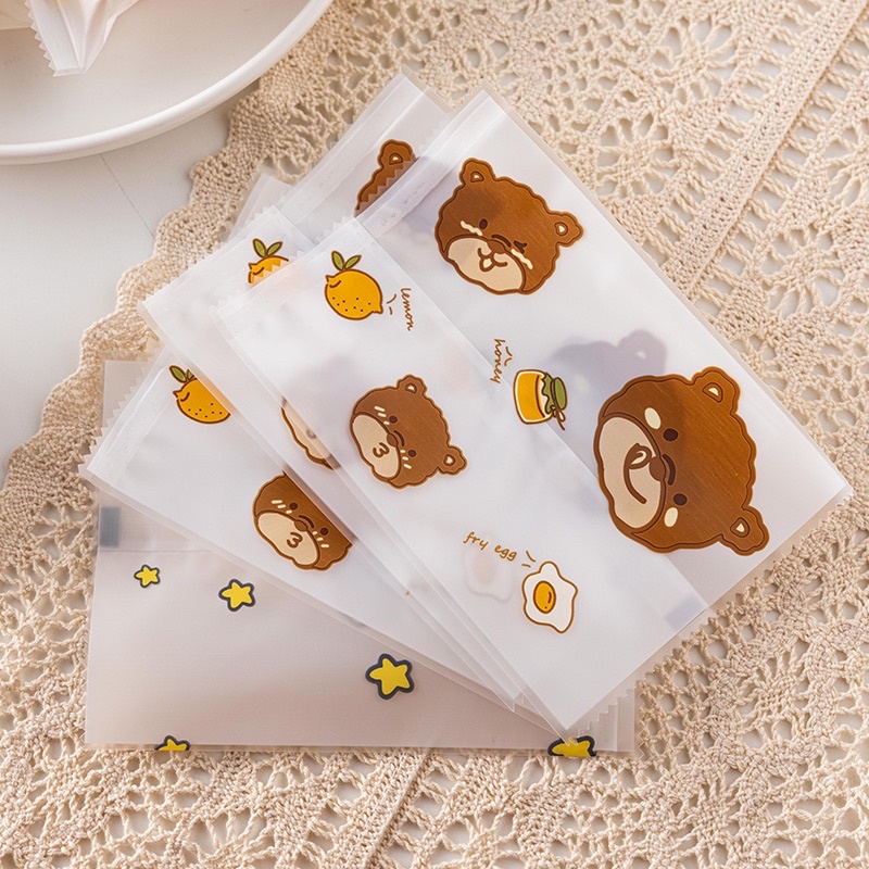 set 50 túi hàn miệng gấu thỏ size 7 x 10 cm