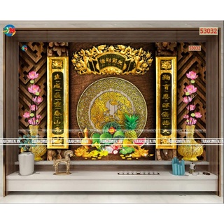 Tranh dán tường 3D trang trí phòng thờ