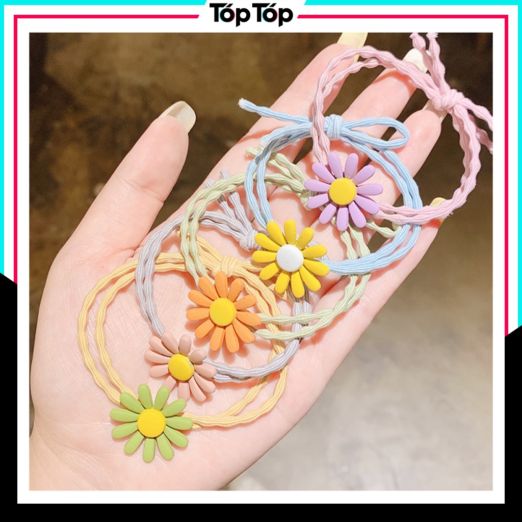 Dây buộc tóc hoa cúc nhí Hàn Quốc, dây chun đôi cực bền co giãn thoải mái đủ màu sắc