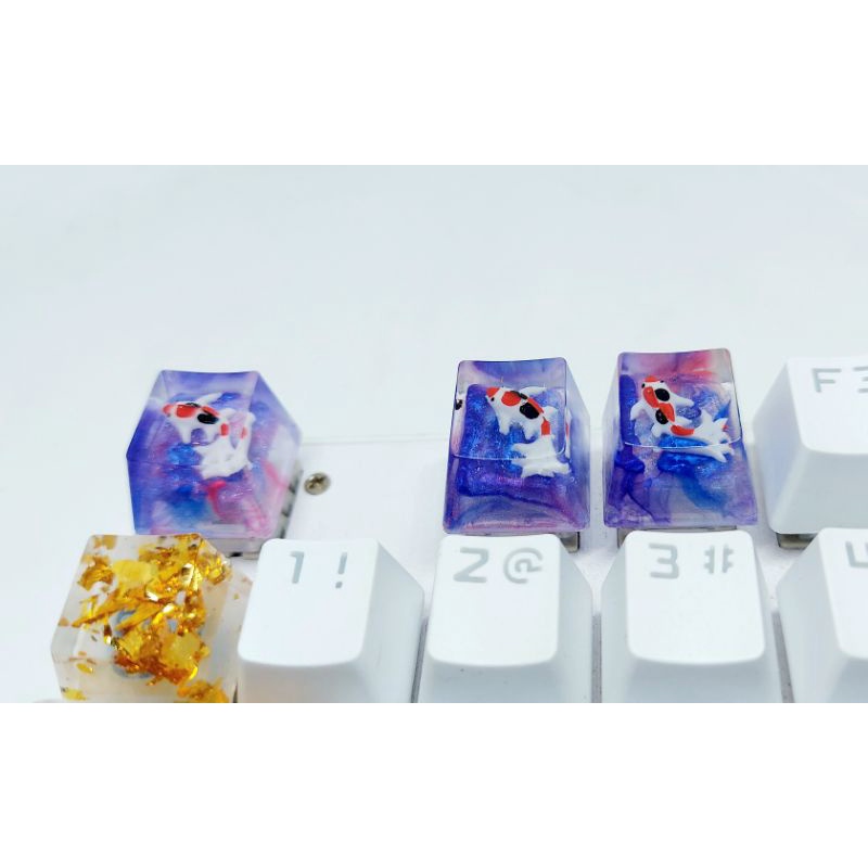 Keycap resin cá koi hiệu ứng galaxy trang trí bàn phím cơ gaming