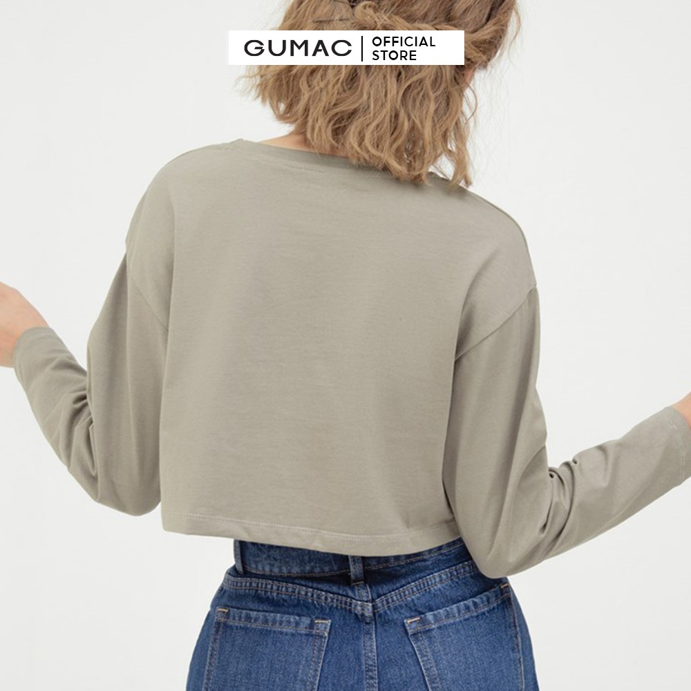 Áo croptop nữ GUMAC thêu chữ nổi bật, nhiều màu cá tính ATB565