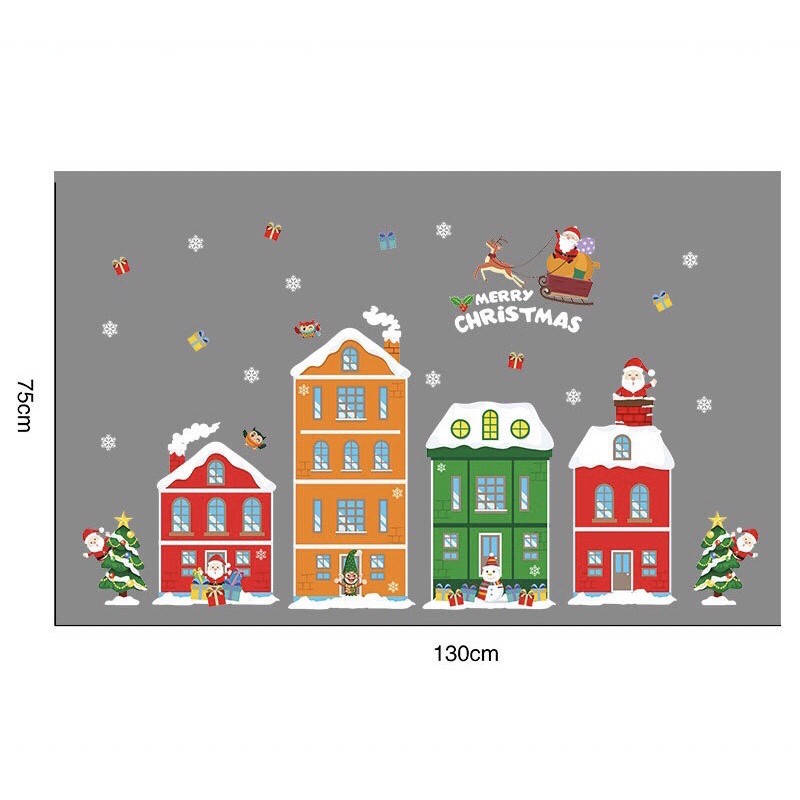 Decal trang trí Noel - Thành Phố lớn sắc màu đón giáng sinh