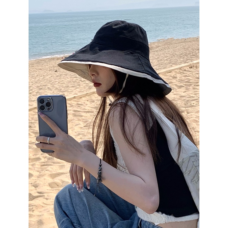 Nón Vành Rộng Chống Tia Uv Có Viền Trong Suốt Thời Trang