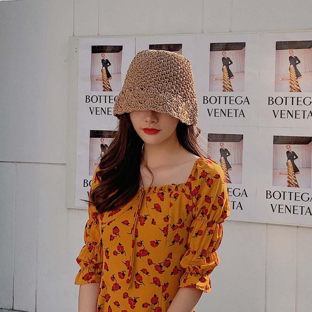 Nón Rơm Khoét Rỗng Có Thể Gập Lại Thời Trang Đi Biển Cho Nữ