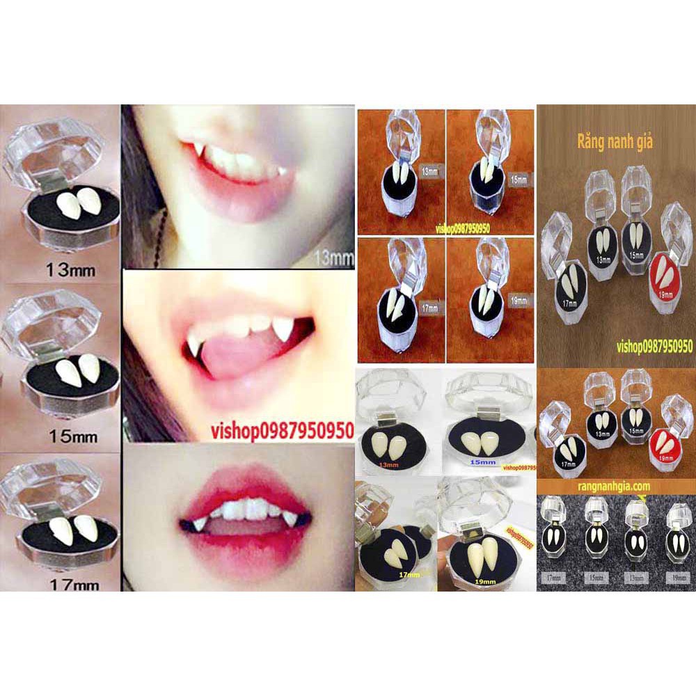 Răng khểnh răng nanh giả hoá trang cao cấp 11nn,13mm,15mm,17mm,19mm keo dán răng nanh răng khểnh giả