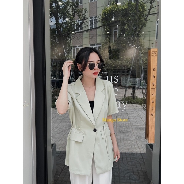[hàng sẵn] ÁO BLAZER CỘC TAY BUỘC DÂY SANG CHẢNH