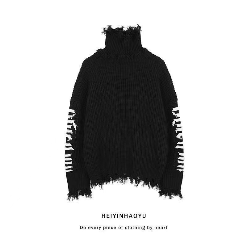 Áo sweater Cổ Lọ Dáng Rộng Phối Lông Phong Cách Hồng Kông Thời Trang Cho Nam Và Nữ