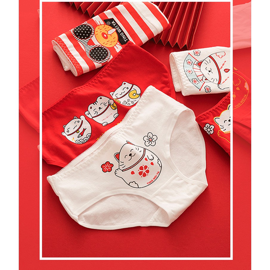 Quần Lót Nữ Cotton Mèo Thần Tài Xuất Hàn  Hàng Loại Đẹp.