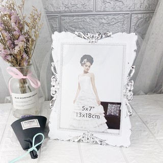 Khung ảnh 13x18 để bàn Gallery viền hoa hồng mạ (KH06)