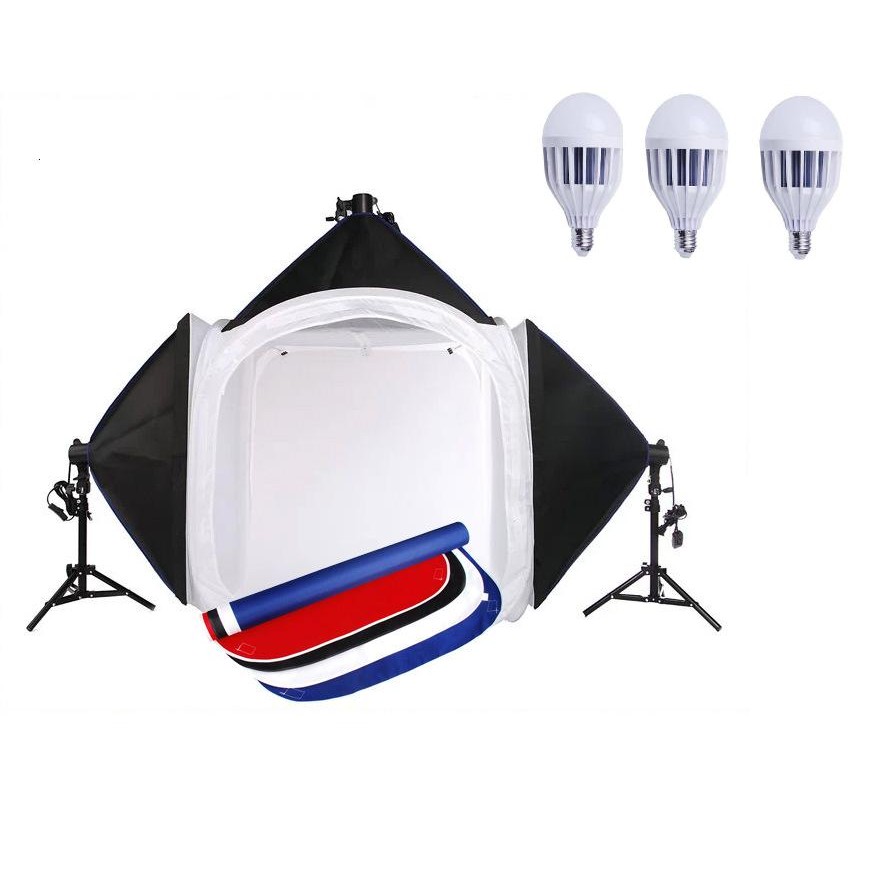Bộ hộp chụp sản phẩm 80x80x80cm + 3 đèn LED 12W
