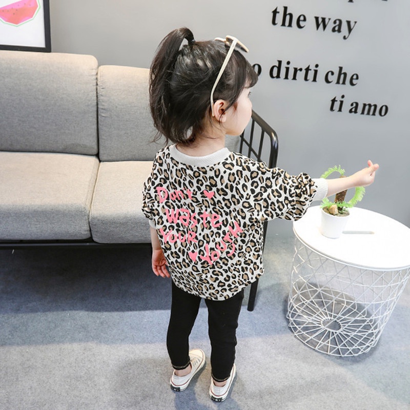 Áo Thun Tay Dài Cổ Tròn Hoạ Tiết Da Báo Cho Bé 0-6 Tuổi