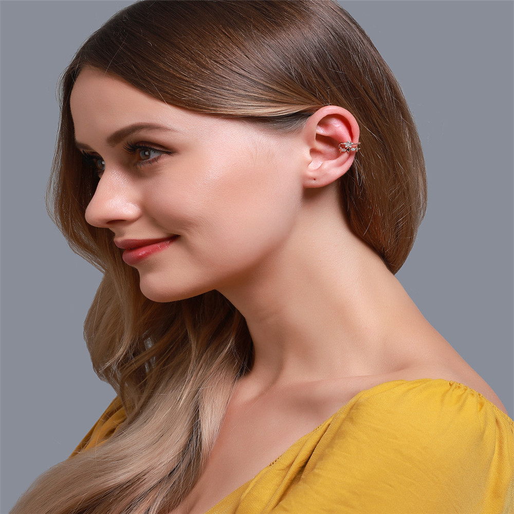 Khuyên kẹp tai hai lớp trang trí hình ngôi sao thiết kế đơn giản