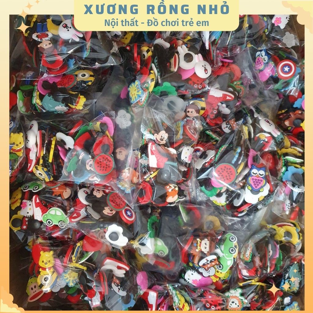 Sỉ sticker gắn dép - Sỉ 50 sticker - Phụ kiện nút giày Crocs Jibbitz đơn giản dễ thương cho dép khủng long, dép bít đầu