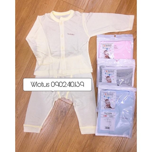 Bộ dài tay thun lạnh sợi tre sơ sinh đáp đũng Nous Baby đến 1 tuổi chinh hãng. chất vải siêu mềm mát