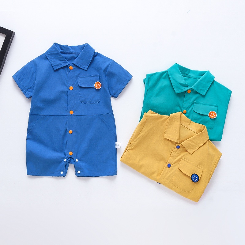 Bộ Áo Liền Quần Tay Ngắn Chất Liệu Cotton Thời Trang Mùa Hè Phong Cách Hàn Quốc Cho Bé Sơ Sinh