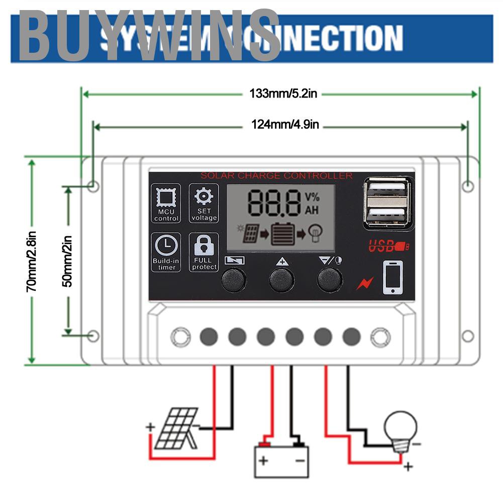 Bo Mạch Điều Khiển Sạc Năng Lượng Mặt Trời 12v / 24v Pwm