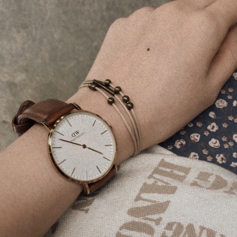 Vòng tay Kosho - Vòng hạt li ti mix thanh màu đồng vintage