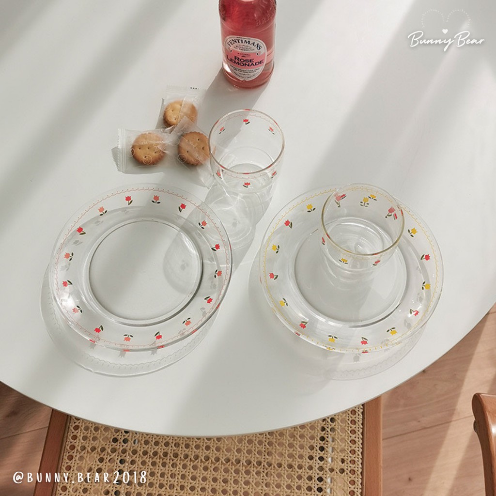 Đĩa thủy tinh đĩa đựng salad đựng trái cây hoa quả tulip xinh xắn