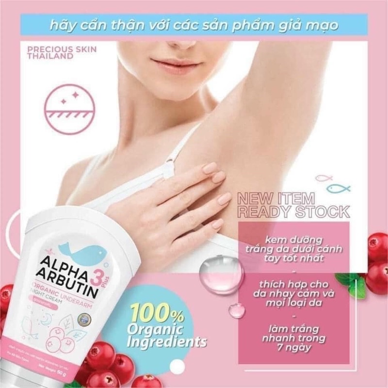 kem dưỡng trắng da nách Alpha arbutin 3Plus 50g thái lan
