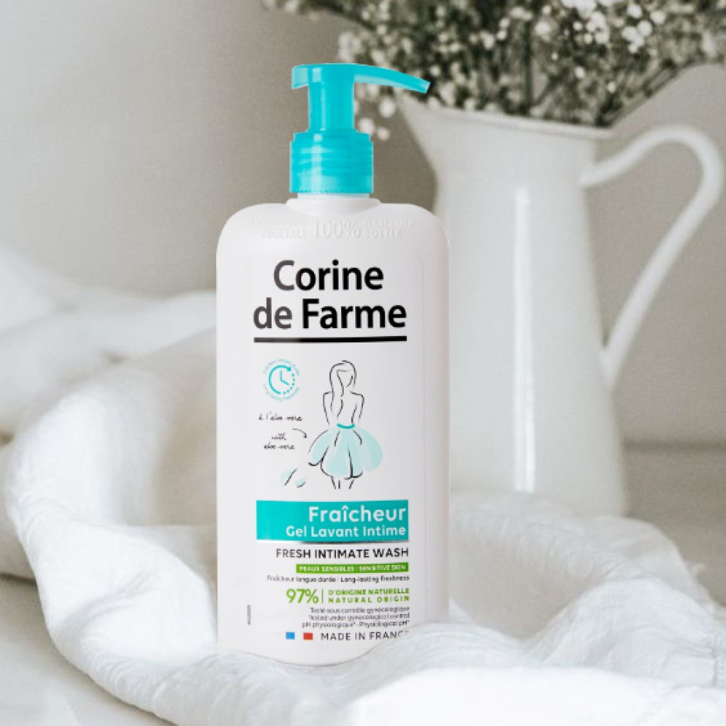 Corine de Farme Intimate Gel Fresh - Dung dịch vệ sinh phụ nữ làm sạch và khử mùi vùng kín 250ml