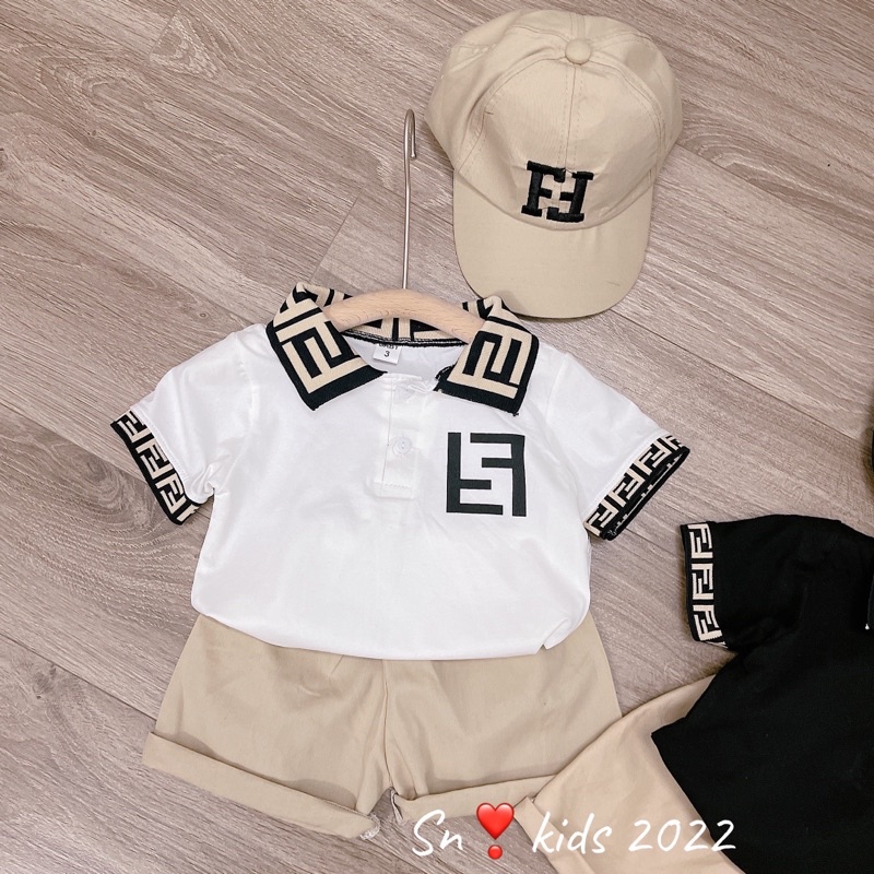 [SET BÉ TRAI] Bộ Chữ FF hàng thêu sịn sò kèm mũ cho bé trai