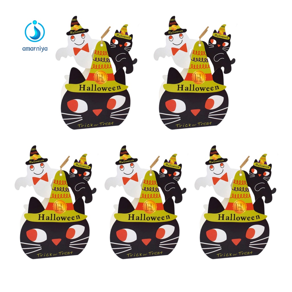 Bộ 5 Hộp Giấy Đựng Kẹo Họa Tiết Halloween