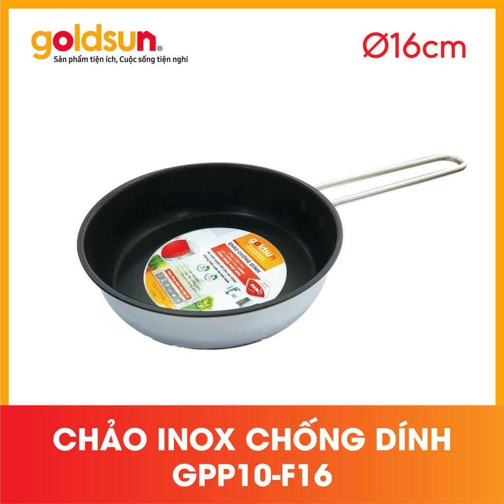 Chảo Inox Chống Dính GOLDSUN - Chống Dính Okitsumo Nhật Bản- Đáy 3 Lớp Tiết Kiệm Thời Gian Nấu- GPP10-F16