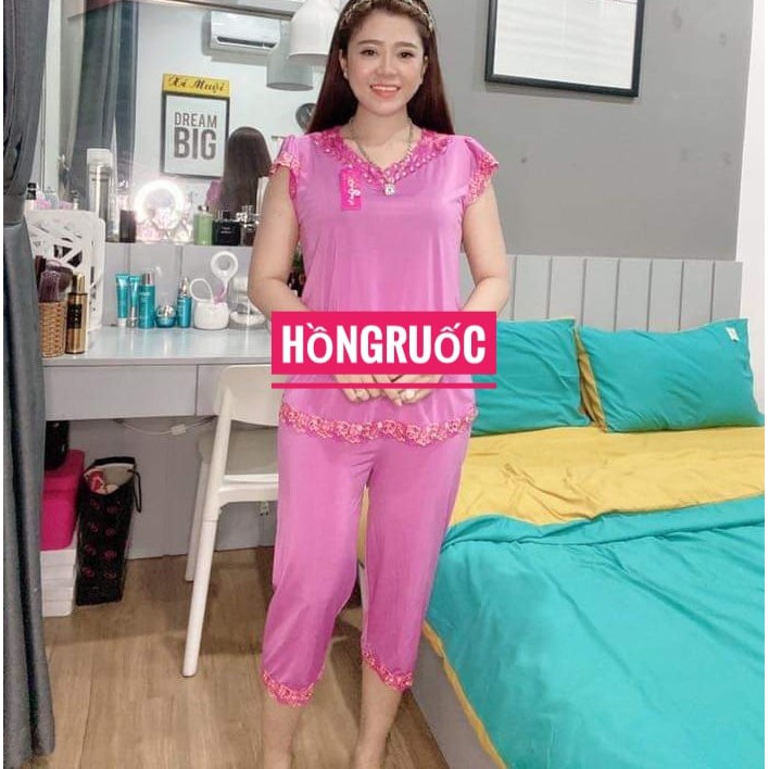 Đồ bộ thun lạnh lửng cổ tim 74-85kg