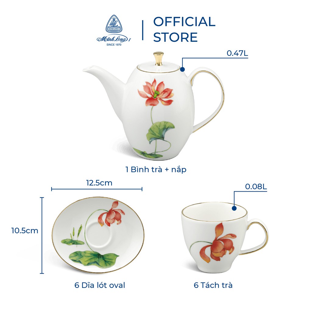Bộ trà Cao cấp Minh Long cao 0.47 L - Anna - Hương Sen