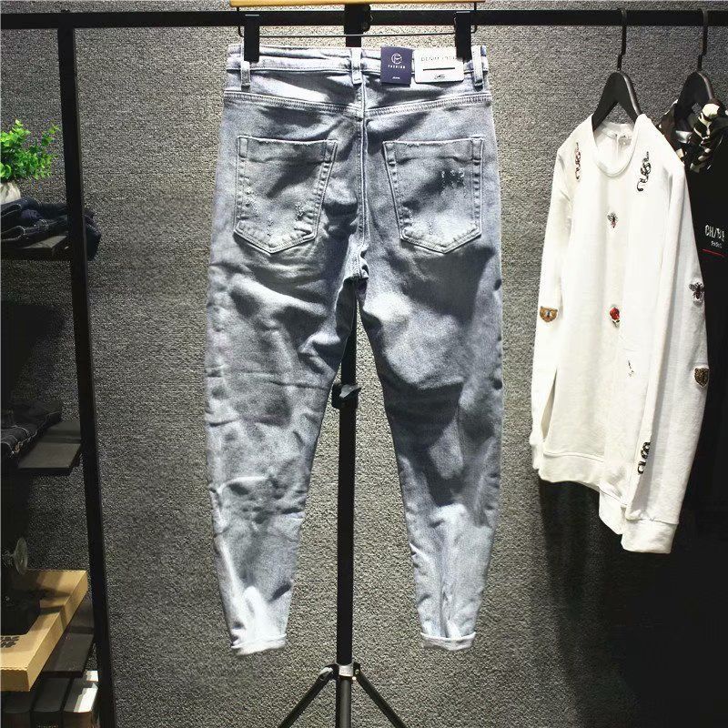 Quần jeans rách lớn màu sáng thời trang dành cho nam