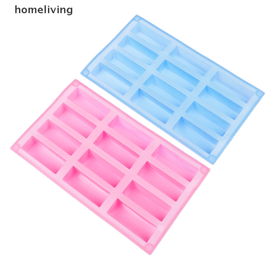 Khuôn Silicone 12 Ngăn Hình Chữ Nhật Làm Bánh / Xà Phòng / Socola