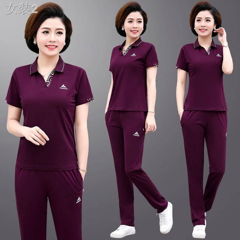 ✺▲❉Phụ nữ trung niên nv mùa hè mặc 30 bộ đồ mẹ 35 bà cô béo 40 đến 45 hơn 50 tuổi quần đùi thể thao cotton <