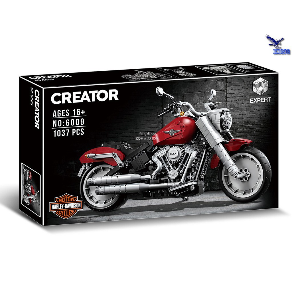 Bộ xếp hình Lego Xe moto Harley-DavidsonFat Boy Mã số 6007 ( J91025 Not Lego Creator 10269 ) Đồ chơi lắp ráp cho bé trai