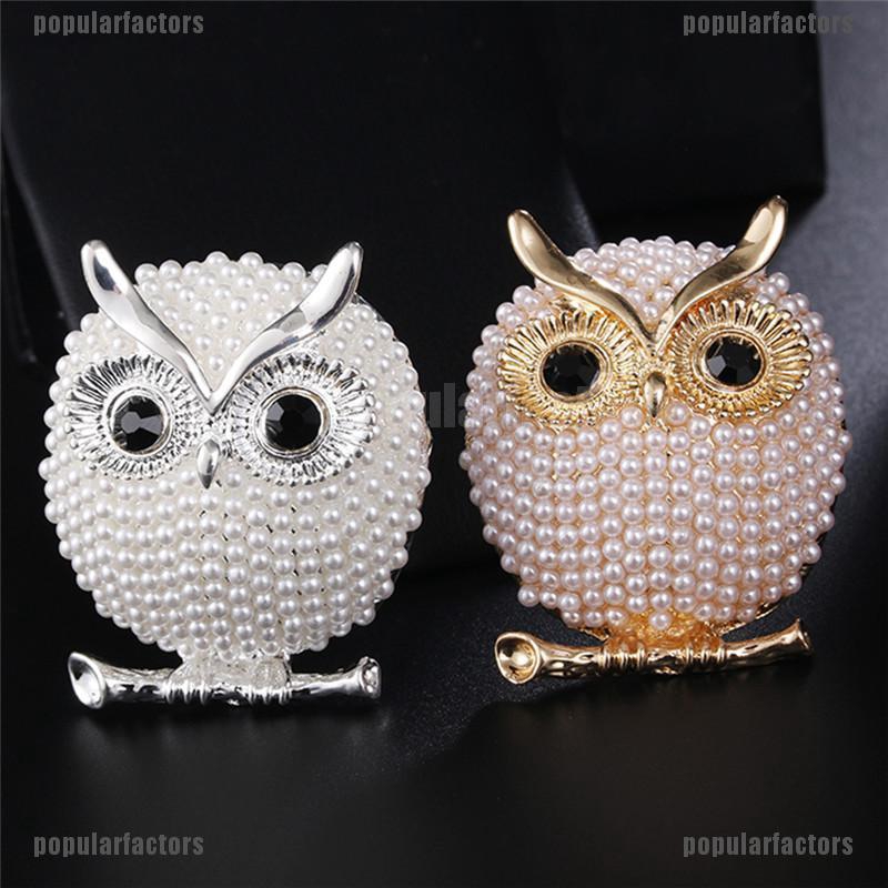 Ghim Cài Áo Hình Cú Mèo Đính Ngọc Trai Nhân Tạo