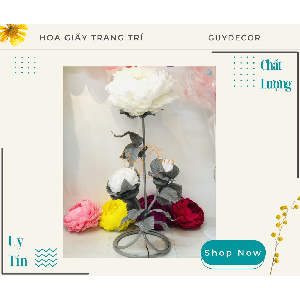 Trụ hoa mẫu đơn khổng lồ giấy nhún Ý siêu đẹp 《Có ảnh thật》