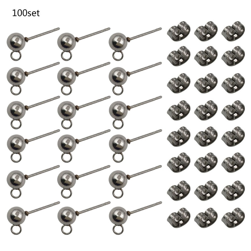 Set 100 Bông Tai Hình Bướm 3 4 5mm Thời Trang Cho Nữ