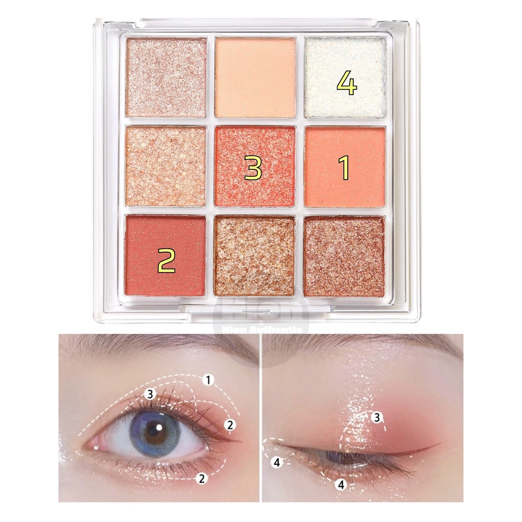 Bảng Phấn Mắt  Glam Colour Eye Shadow Palette Nội địa Trung cao cấp  9 màu Nhũ kèm gương tiện lợi