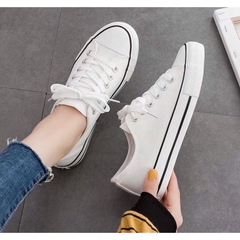 Giày nữ thể thao đi học sneaker đi học đẹp đế cao trắng đen giá rẻ JAENIA G001