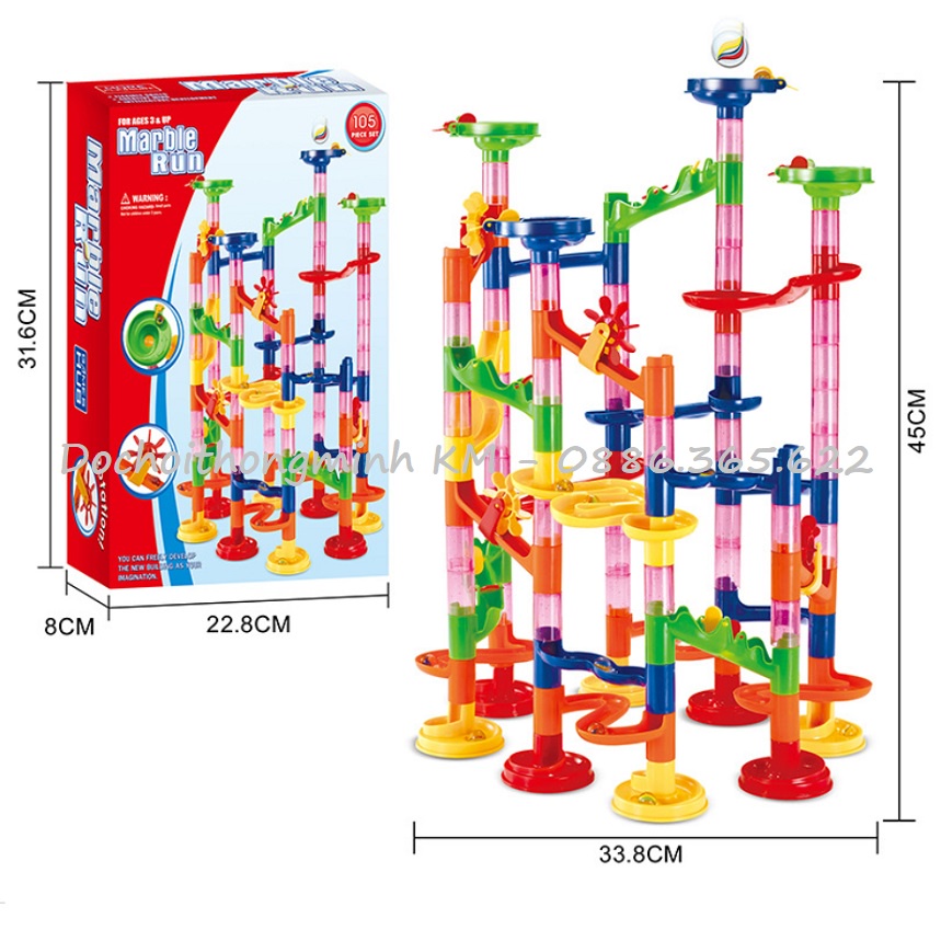 Đồ chơi tháp trượt bi lăn Mable Run gồm 105 chi tiết đồ chơi lắp ghép tháp mô hình thả bi cho trẻ em