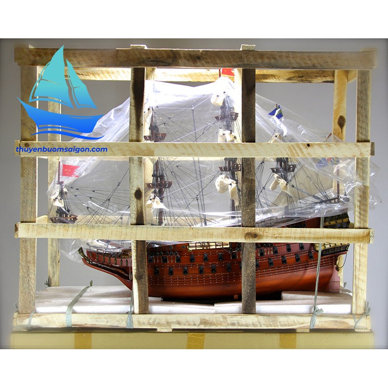 Mô hình thuyền buồm gỗ phong thủy thuyền gỗ trang trí nhà cửa Wasa dài 90cm (hàng cao cấp, lắp ráp sẵn)