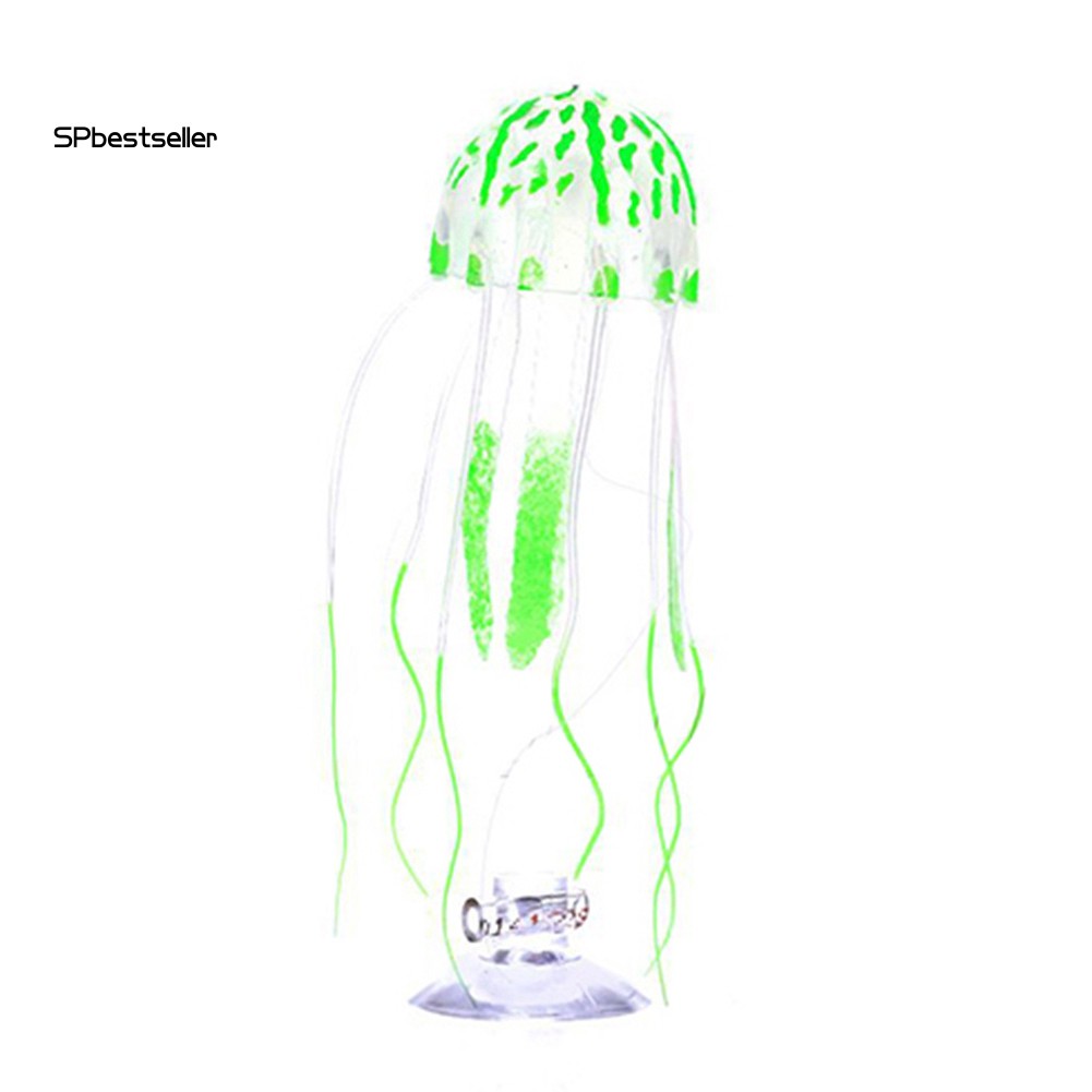 Sứa silicon giả chiếu dạ quang trang trí bể cá