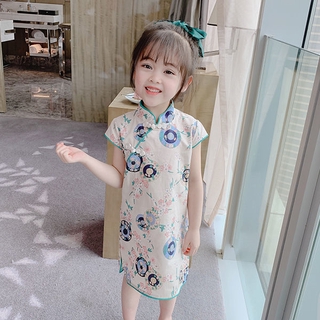 Sườn Xám In Hoa Cho Bé Gái Từ 0-3 Tuổi