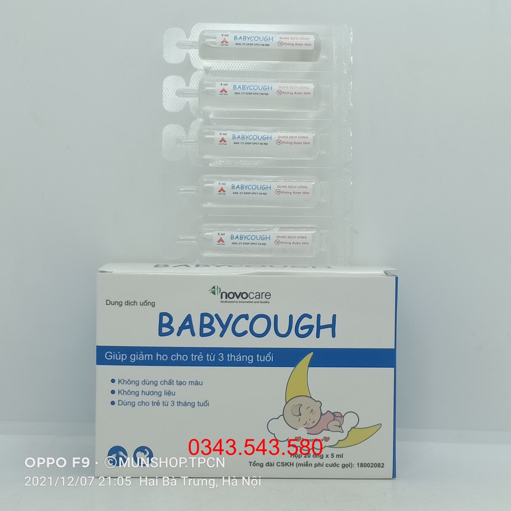 Dung dịch uống Babycough – Dùng cho trẻ từ 3 tháng tuổi - giảm ho trẻ sơ sinh