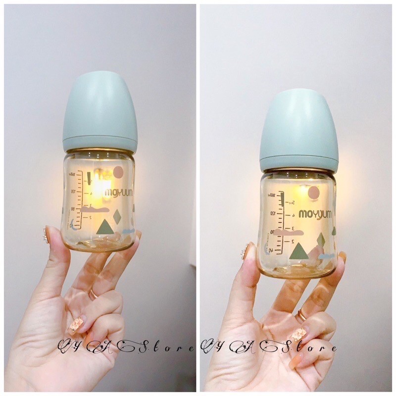 Bình sữa Moyuum Limited Cloud/ Moyuum Mây  phiên bản giới hạn họa tiết xanh lá 170ml/270ml ( Tuỳ chọn núm ty)