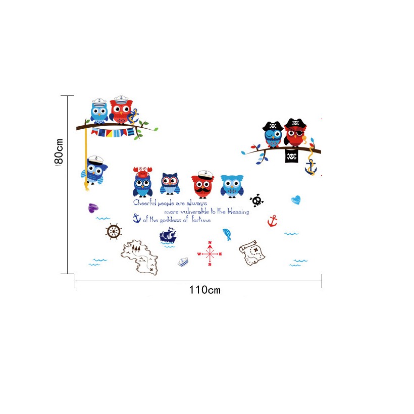 Decal trang trí cú mèo dễ thương